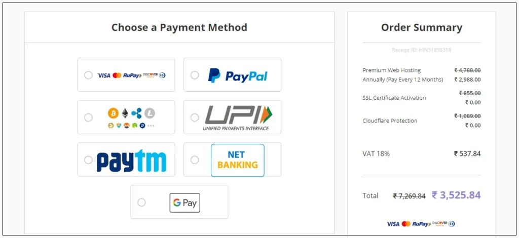 Hostinger review payment options