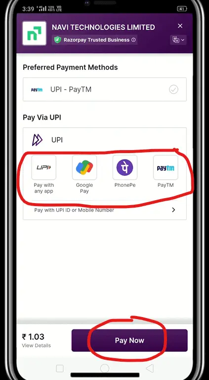 Navi App UPI Payment